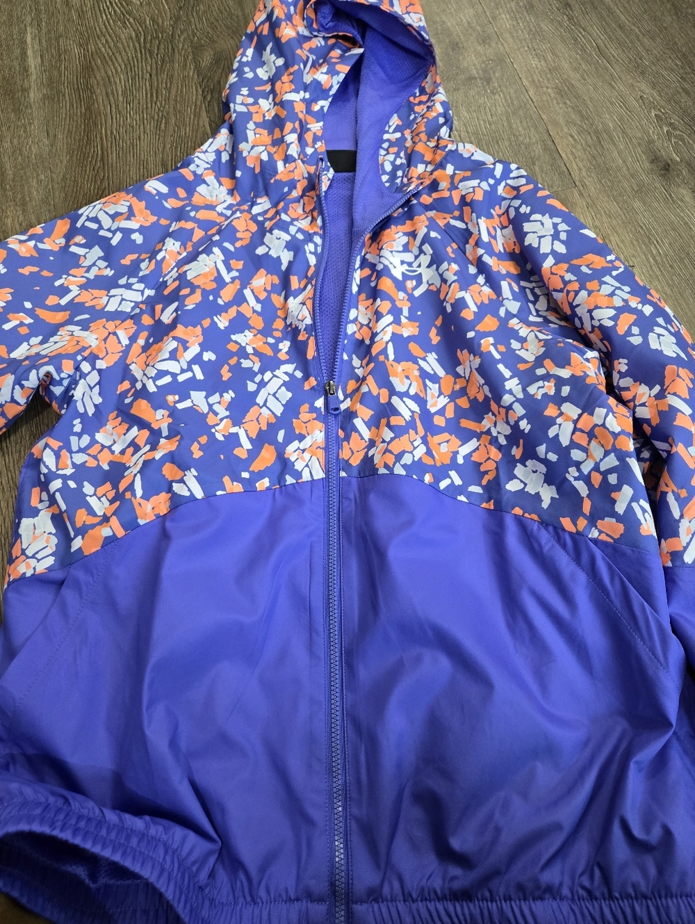Under Armour Kids Purple Hooded Jacket with Orange & White Print